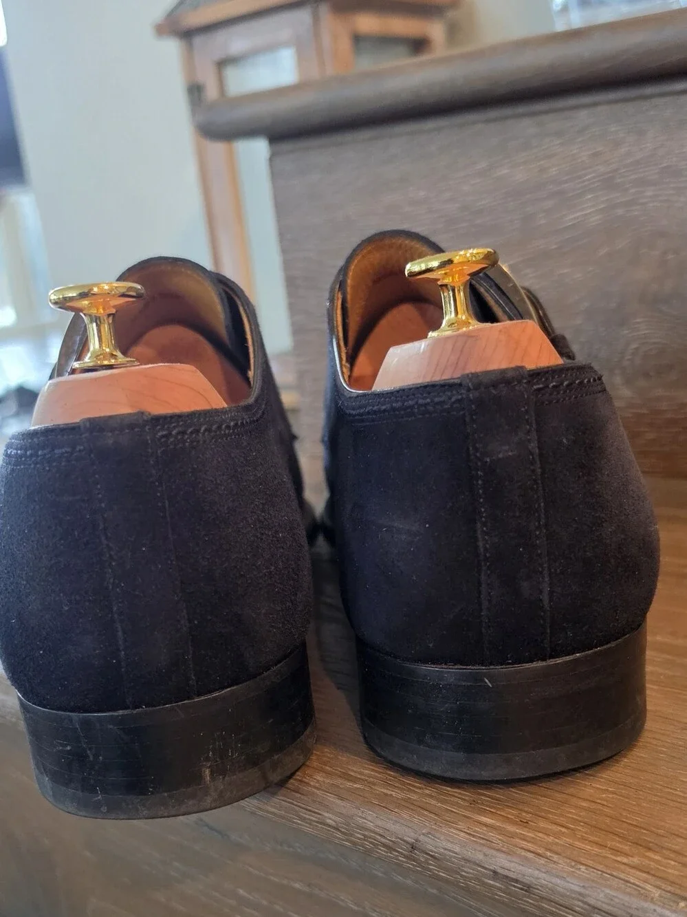 Magnanni Navy Suede Single Monk Strap Oxfords